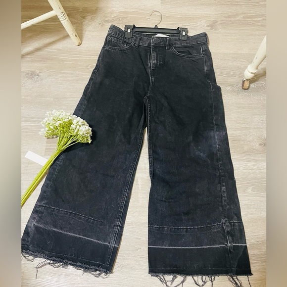 Sale!! Mango Black Flare Wide-Leg Jeans - Picture 1 of 7